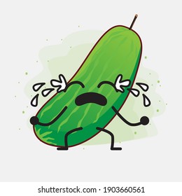 An illustration of Cute Cucumber Fruit Character Vector