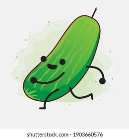 An illustration of Cute Cucumber Fruit Character Vector