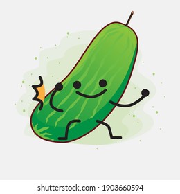 An illustration of Cute Cucumber Fruit Character Vector