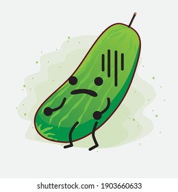 An illustration of Cute Cucumber Fruit Character Vector