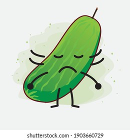 An illustration of Cute Cucumber Fruit Character Vector