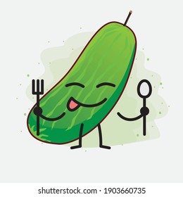 An illustration of Cute Cucumber Fruit Character Vector
