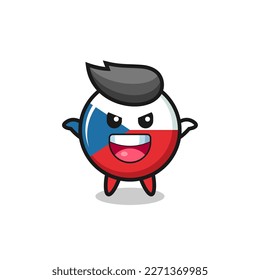 the illustration of cute czech republic flag badge doing scare gesture , cute style design for t shirt, sticker, logo element