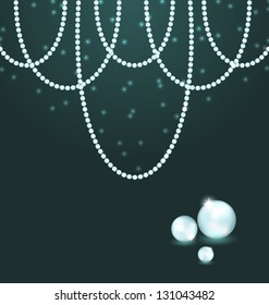 Illustration cute dark background with pearls - vector