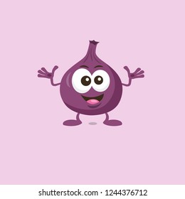 Illustration of cute decisive fig mascot isolated on light background. Flat design style for your mascot branding.