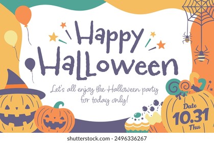 Ilustración del lindo fondo decorado del marco con las calabazas de Halloween de la caída y el marco del diseño del caramelo _ de la tarjeta y del anuncio