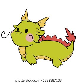 Illustration of a cute deformed sideways dragon