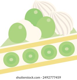 Illustration of a cute and delicious looking Shine Muscat shortcake