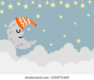 illustration of a cute design on the theme of the night sky. suitable for cloth motifs, pillows, blankets, greeting cards and backgrounds for children's rooms etc.