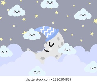 illustration of a cute design on the theme of the night sky. suitable for cloth motifs, pillows, blankets, greeting cards and backgrounds for children's rooms etc.