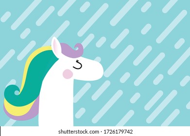 illustration of cute design pastel unicorns with blue background 