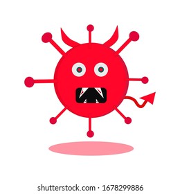 illustration Cute design vector corona covid-19 virus in the style of demons