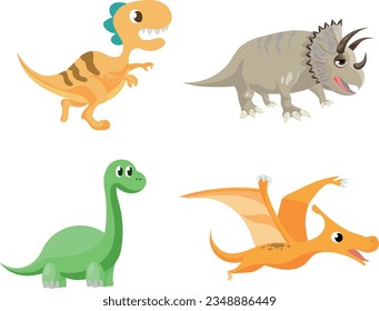 Illustration of cute dinosaur characters
