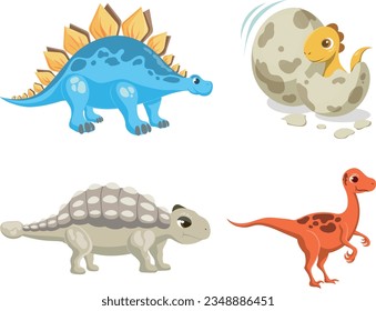 Illustration of cute dinosaur characters
