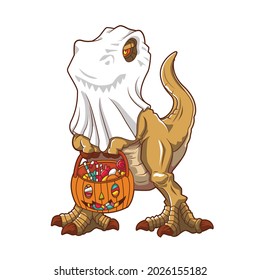 illustration of cute dinosaurs use helloween costume vector design good for tshirt design