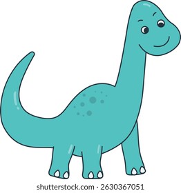 Illustration of Cute Dinosaurs. Vector Cartoon Character on White Background