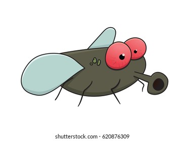 Illustration of a cute dirty fly. Vector art