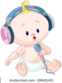 Illustration of cute DJ baby