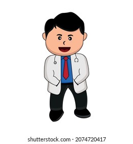 Illustration cute doctor cartoon character. flat style illustrations. Design template vector