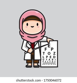 Illustration of cute doctor ophthalmologists vectorThe Concept of Isolated Technology. Flat Cartoon Style Suitable for Landing Web Pages, Banners, Flyers, Stickers, Cards