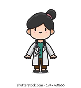 Illustration of Cute Doctor Vector The Concept of Isolated Technology. Flat Cartoon Style Suitable for Landing Web Pages, Banners, Flyers, Stickers, Cards