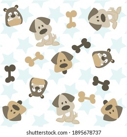 Illustration cute dog with bones and background