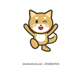 Illustration of a cute dog cheering with joy