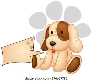 Illustration of a cute dog with an empty rectangular template on a white background