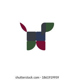 
Illustration of a cute dog from geometry shapes. Colorful dog. Funny picture for children.