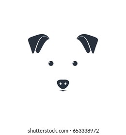 Illustration of cute dog head on white background. Minimal iconic for pet logo.