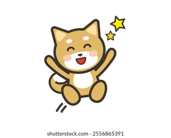 Illustration of a cute dog jumping with joy