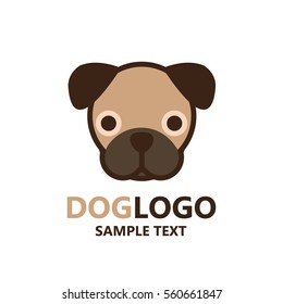 Illustration of cute dog logo on white background. The vector of Pug Dog. It is good minimal iconic for pet logo, dog lover logo.
