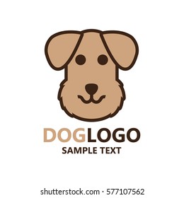Illustration of the cute dog logo on white background. The vector of Dog. It is good minimal iconic for pet logo, dog lover logo.