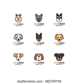 Illustration of cute dog logo set on white background. The vector of dog. It is good minimal iconic for pet logo, dog lover logo.