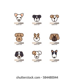 Illustration of cute dog logo set on white background. The vector of dog. It is good minimal iconic for pet logo, dog lover logo.