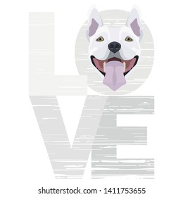 Illustration cute dog Love Bull Terrier
