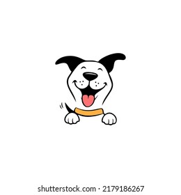 an illustration of a cute dog playing with his tongue, suitable for pet companies