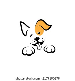 an illustration of a cute dog playing with his tongue, suitable for pet companies