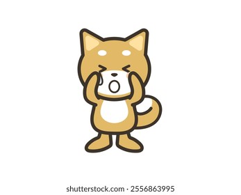 Illustration of a cute dog sad and crying