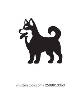 illustration of cute dog silhouette vector design with white background 