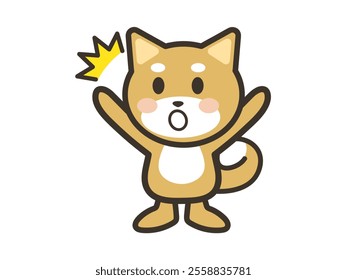 Illustration of a cute dog surprised with its arms open