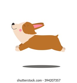 Illustration of cute dog Welsh Corgi. Nice puppy for greeting card, pet shop or veterinary clinics. Dog of breed Welsh Corgi. Vector dog illustration for greeting card. Dog Welsh Corgi ran