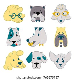 Illustration of cute dogs set