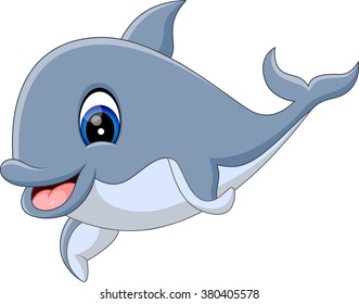 illustration of cute dolphin cartoon 