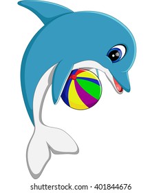 illustration of cute dolphin cartoon 