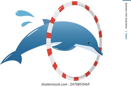 Illustration of a cute dolphin (orca) swimming with white background_Icon of a dolphin jumping at a dolphin show.