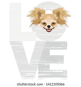 Illustration cute domestic dog Love Chihuahua
