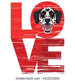 Illustration cute domestic dog Love Dalmatians
