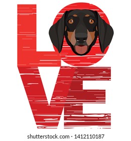 Illustration cute domestic dog Love Dachshund
