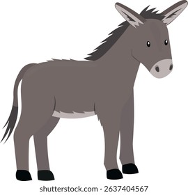 Illustration of Cute Donkey animal isolated on white, vector